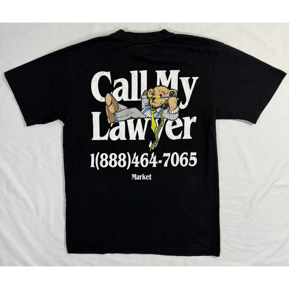 Market Studios MARKET‎ Men's Size M Call My Lawyer!" Graphic Black T-Shirt Tee